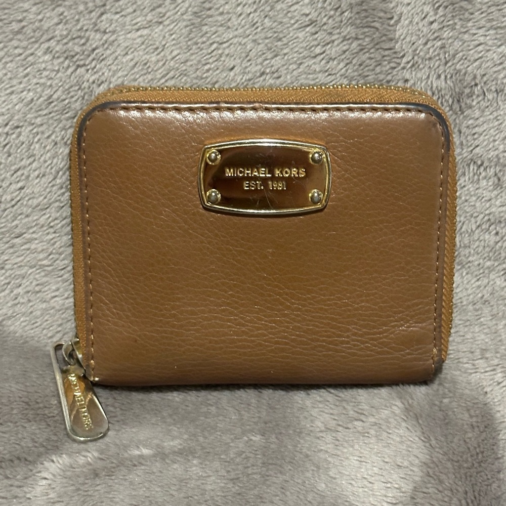 Michael Kors Tan Leather Zip Wallet